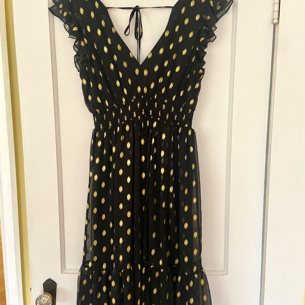 Elegant Black and Gold Polka Dot Dress